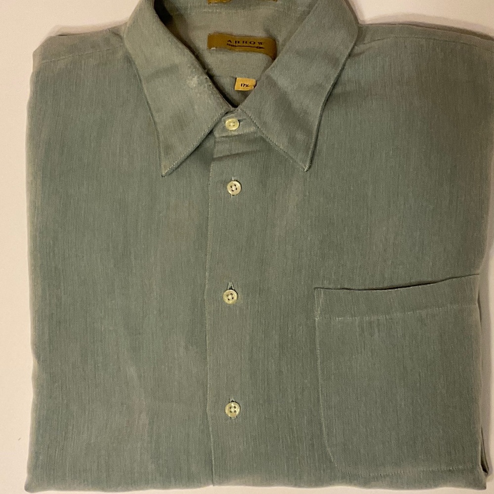 Arrow Short Sleeve Microfiber Shirt 17 1/2 neck, XL to XXL, Pale Green
